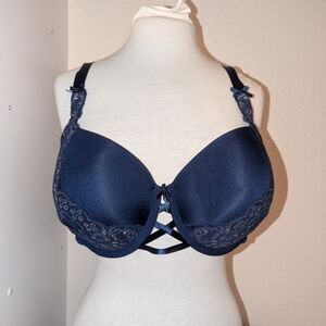 Elegant Navy Blue Lace Bra